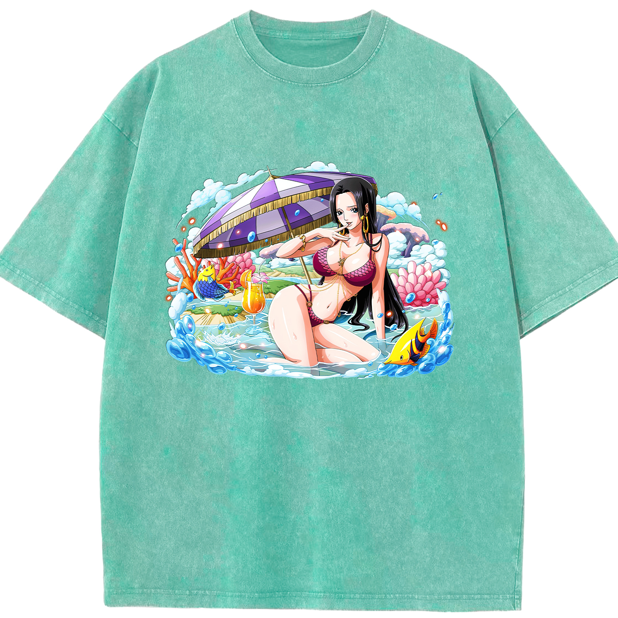 ワンピース ボア・ハンコック ONE PIECE Boa·Hancock 綿100% ヴィンテージ風 半袖Tシャツ（フロントプリント）